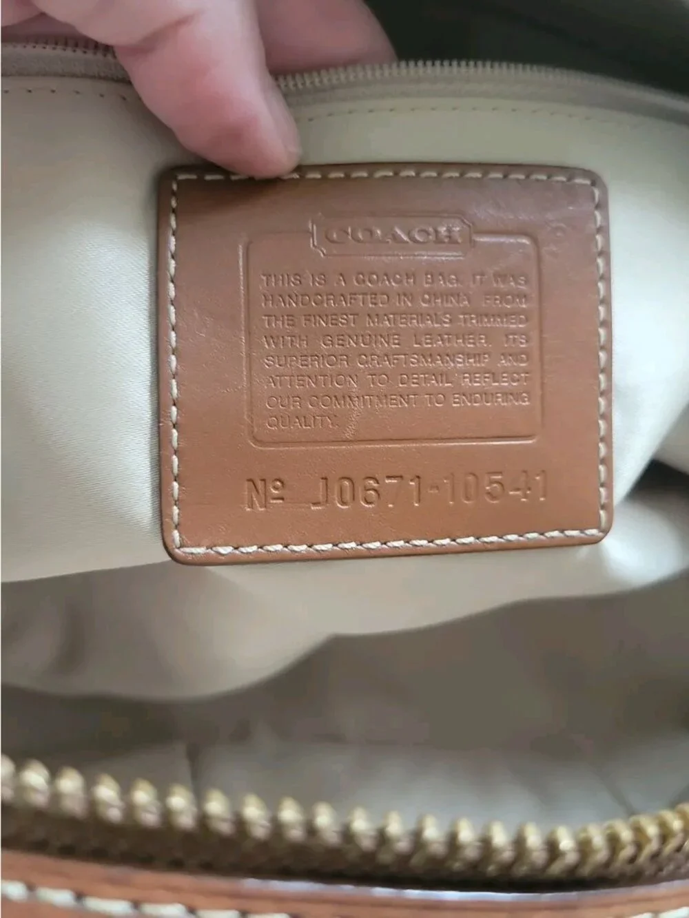Coach Hampton Signature Striped Satchel Khaki Brown Bowler Bag